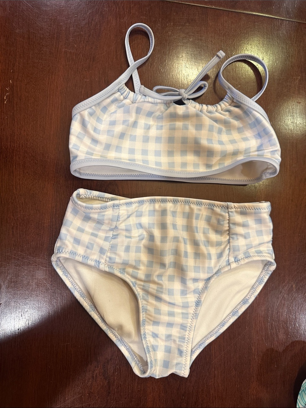 Cat & Jack Light Blue and White Gingham Kids Bikini Set
